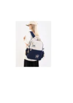 Ziranuback stylish navy blue and cream color school bag for boys and girls front view.